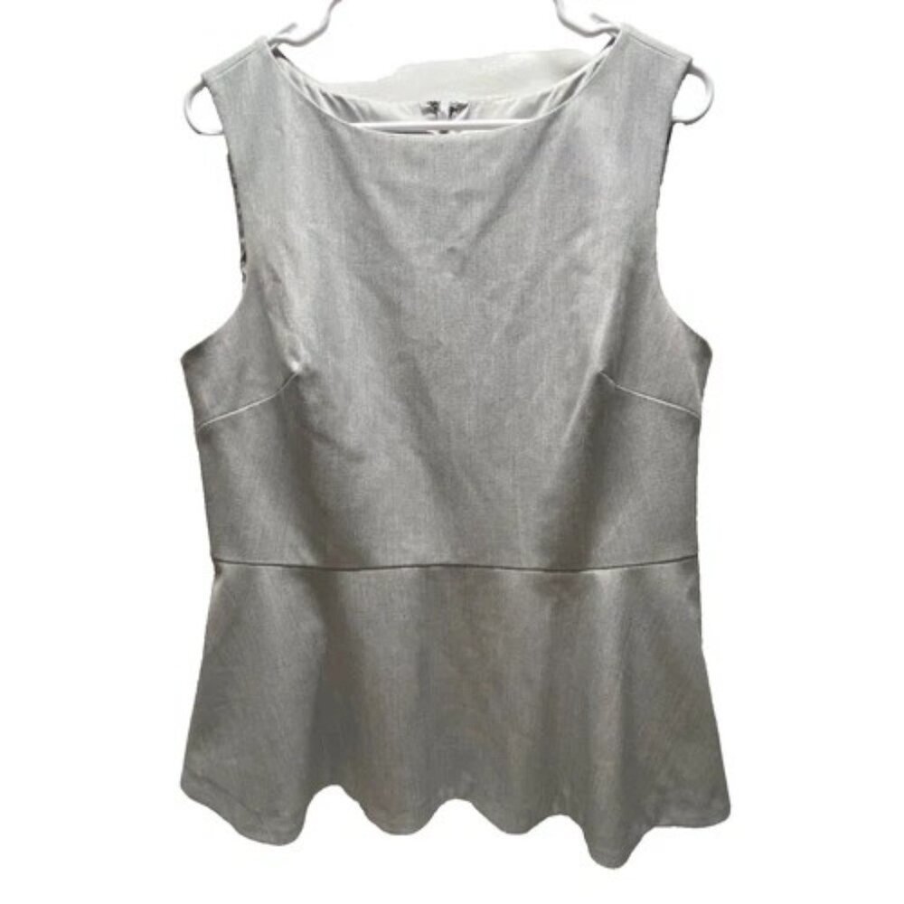 Banana Republic‎ Peplum Blouse Women's 14 Gray Sleeveless Career Officewear EUC